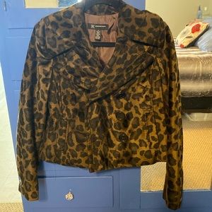 INC faux fur cropped coat